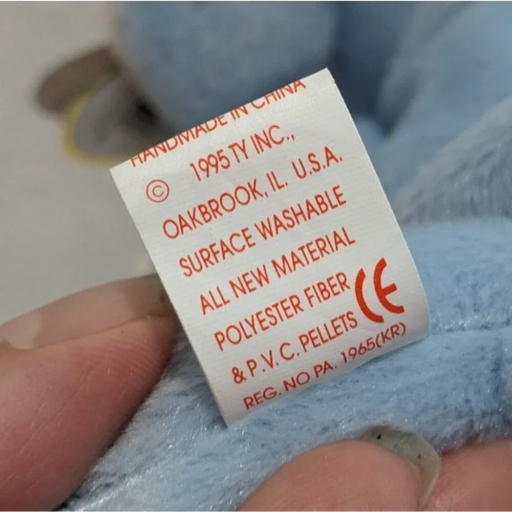 Ty Beanie Baby Peanut The Elephant Light Blue PVC Pellets 1995 - Picture 9 of 12